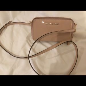 Michael Kor Pink Patent Leather Cross Body Wallet